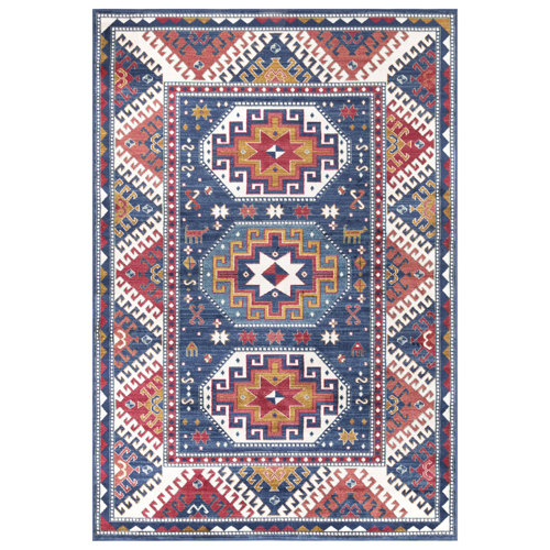 Latitude Vive Brayzen Oriental Machine Woven Blue Area Rug Wayfair Co Uk